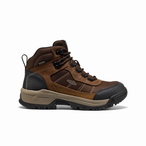 Women's Skokie Waterproof Work Boot (Soft Toe)  |  Bison/Black ventilation channels Flat Sole