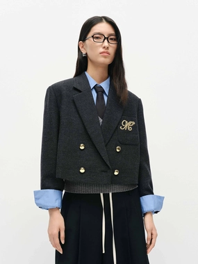 Wool Blend Cropped Blazer MoistureWicking Technology