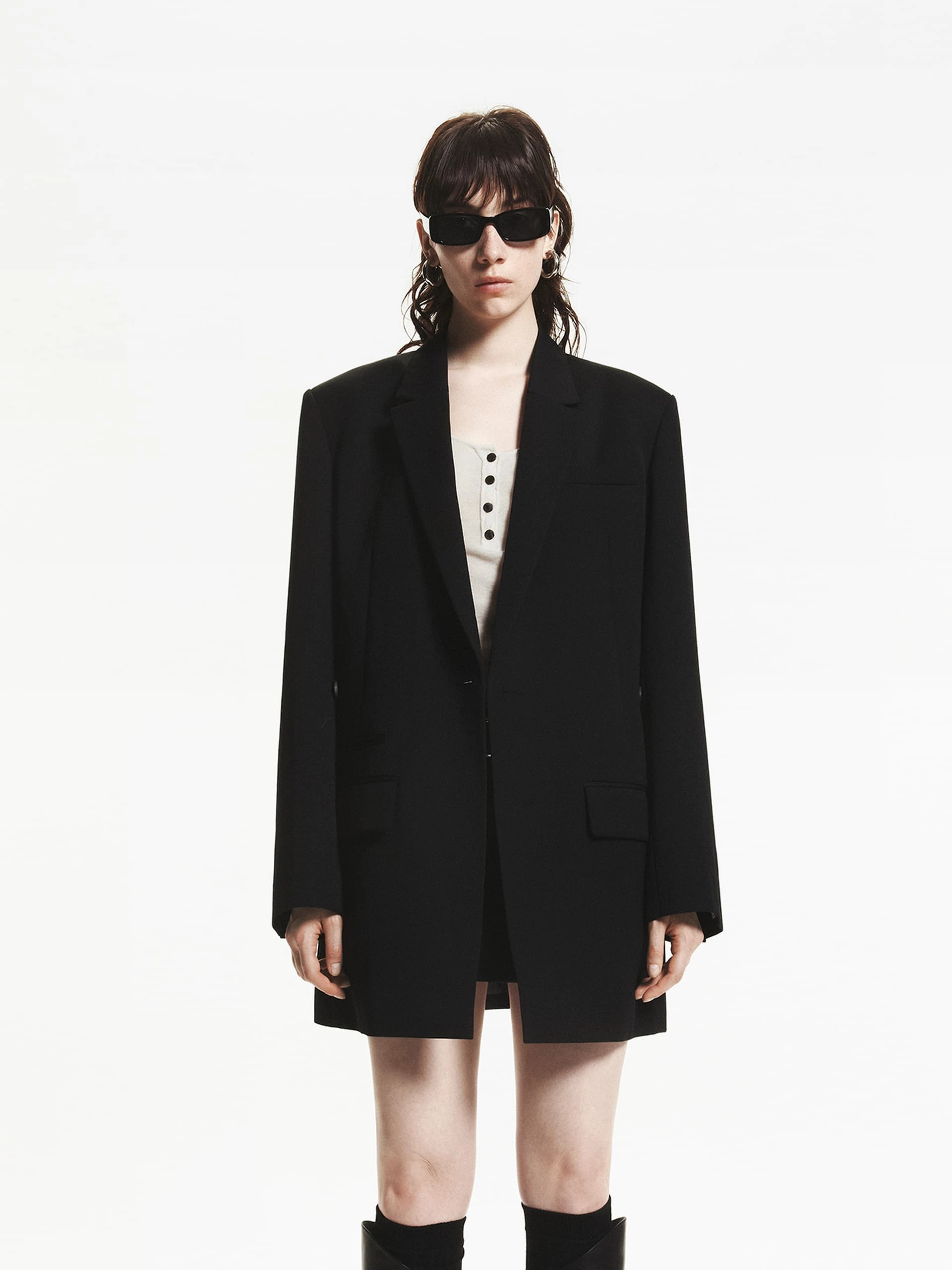Warm Lining Wool Blend Long Blazer