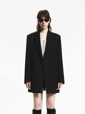 Warm Lining Wool Blend Long Blazer