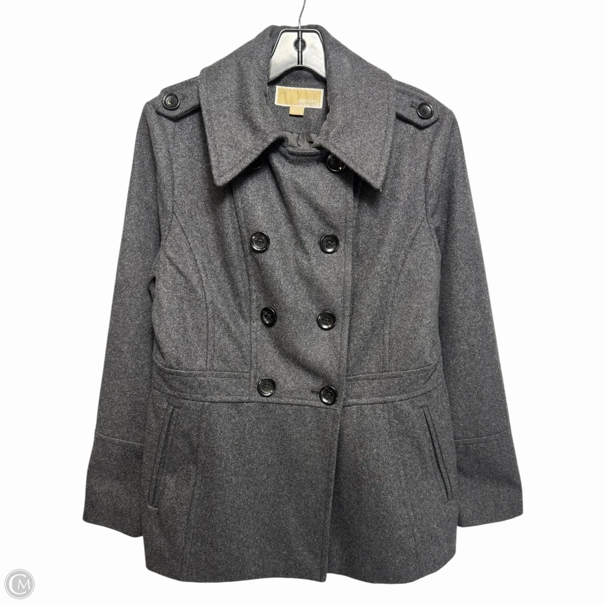 Eco Friendly Padding Wool Blend Peacoat By Michael By Michael Kors In Grey, Size: M