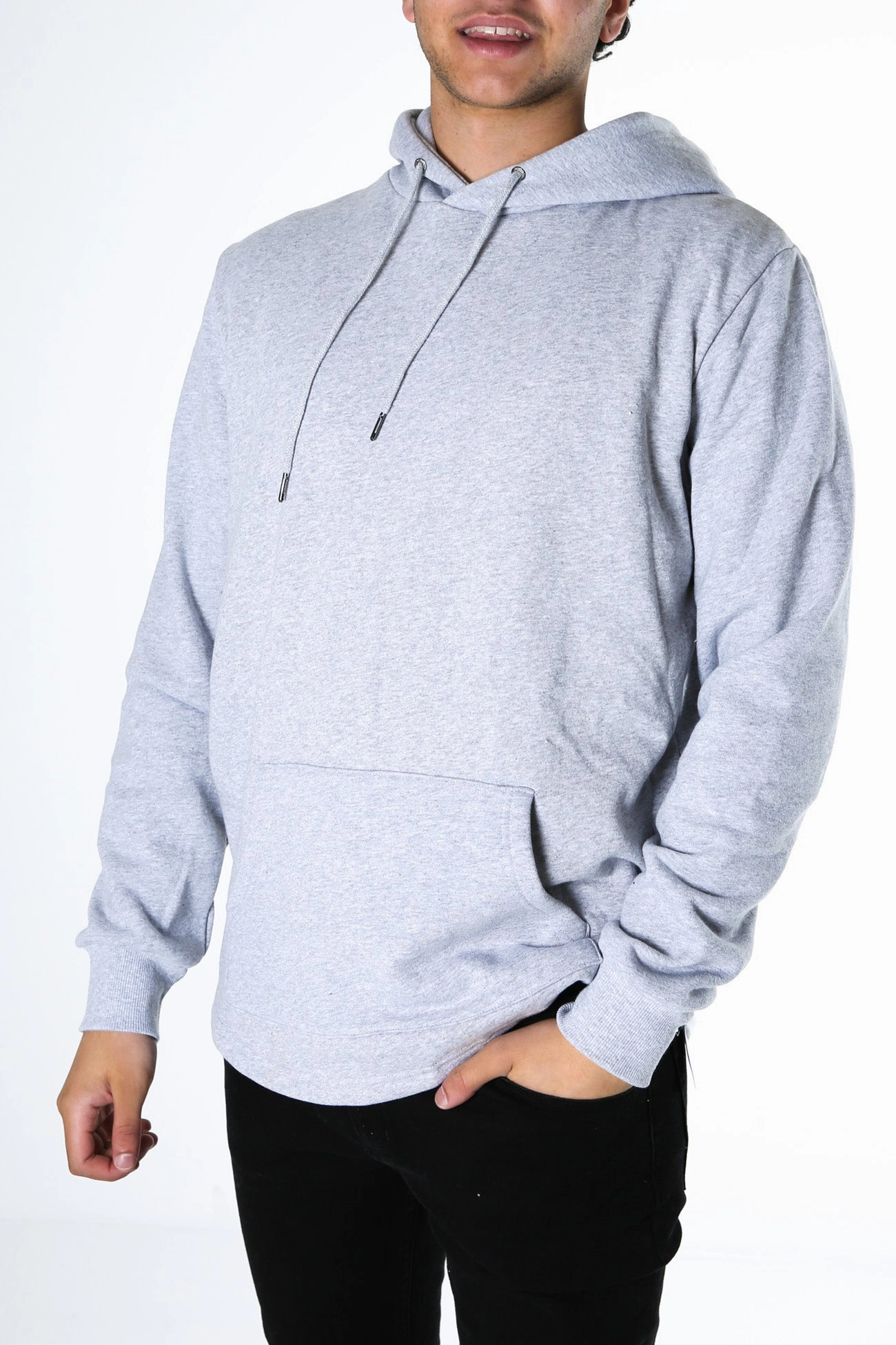 Curved Hem Hoody Grey Marle Urban Explorer Look