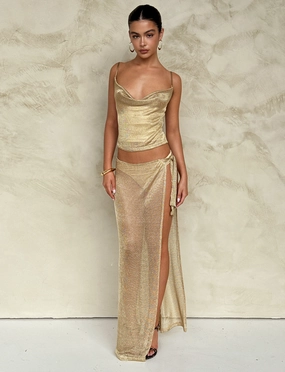Classic knee-length dress WYNNE SKIRT - GOLD
