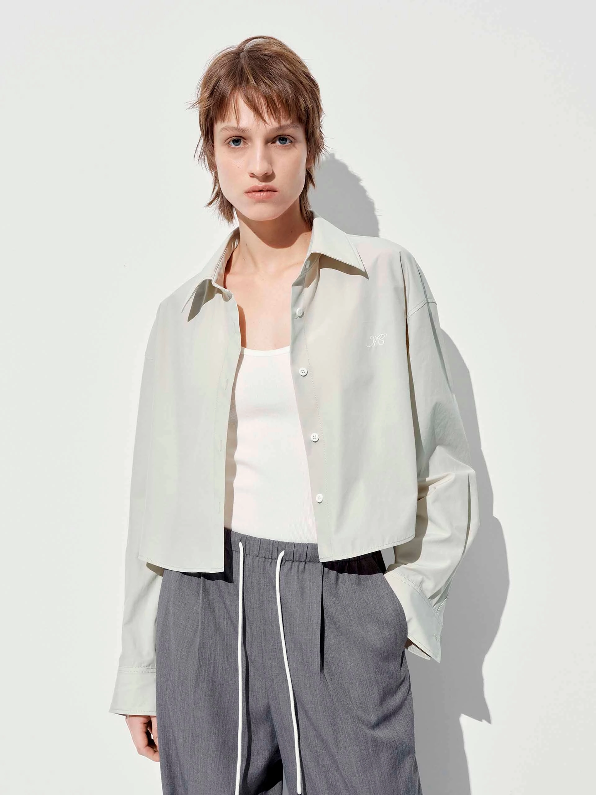 Workwear Essential Summer Outfit Letter Embroidered Shirt