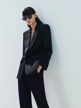 Timeless Piece Satin Lapel Wool Blazer